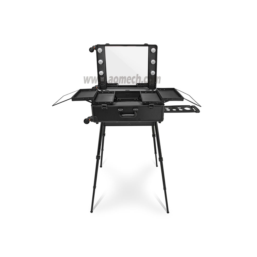 Aluminum Professional Beauty Case Trolley Makeup Case With Lighted Mirror AB2025