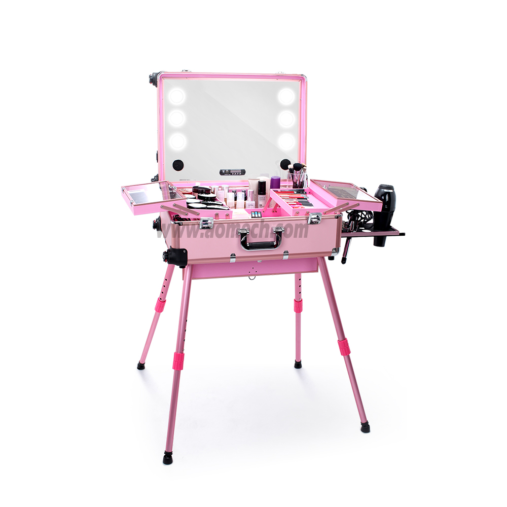 Professional Makeup Case With LED lighted Big Mirror And Music MP3 AB2026