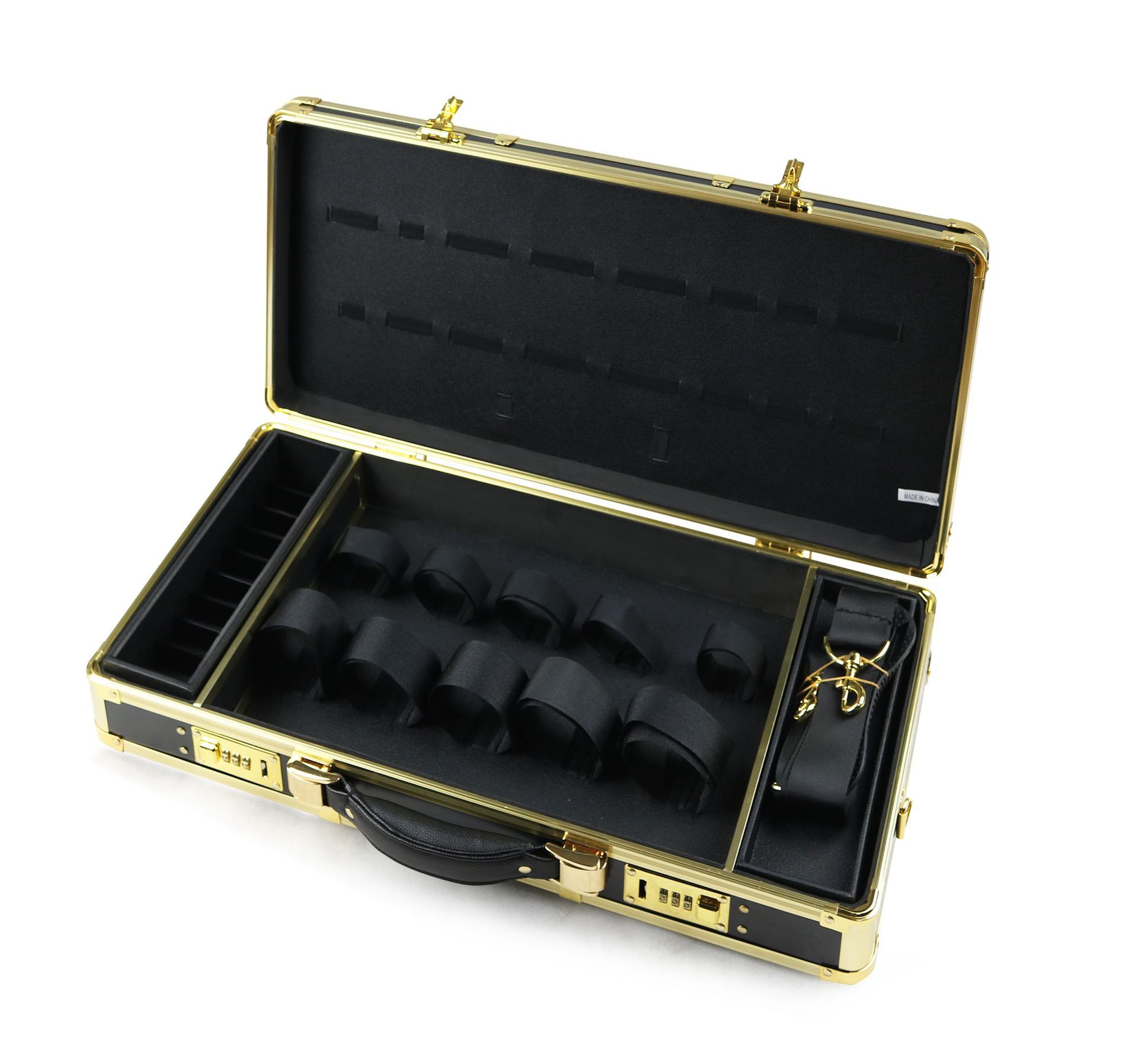 Portable Aluminum Barber Tool Case Professional Barber Case Stylist Tool Box Organizer & Traveling Case Black Gold Silver
