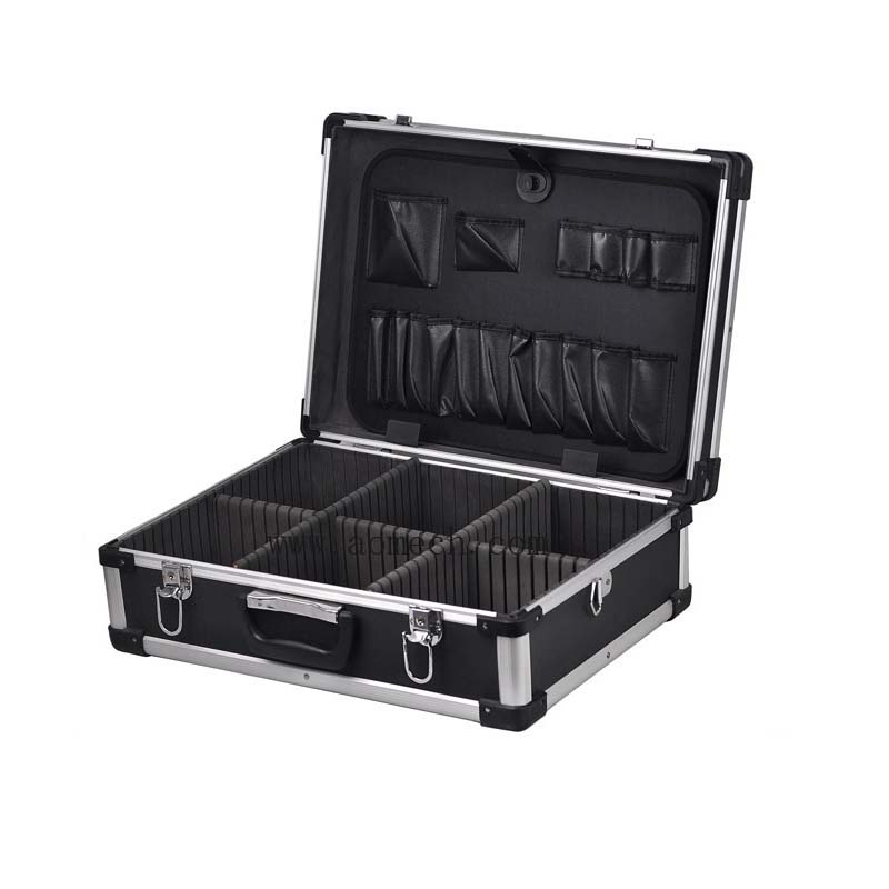 Shockproof Aluminum Hard Case Black Briefcase ToolBox Carrying Case Portable Tool Case Plastic Corner Bead
