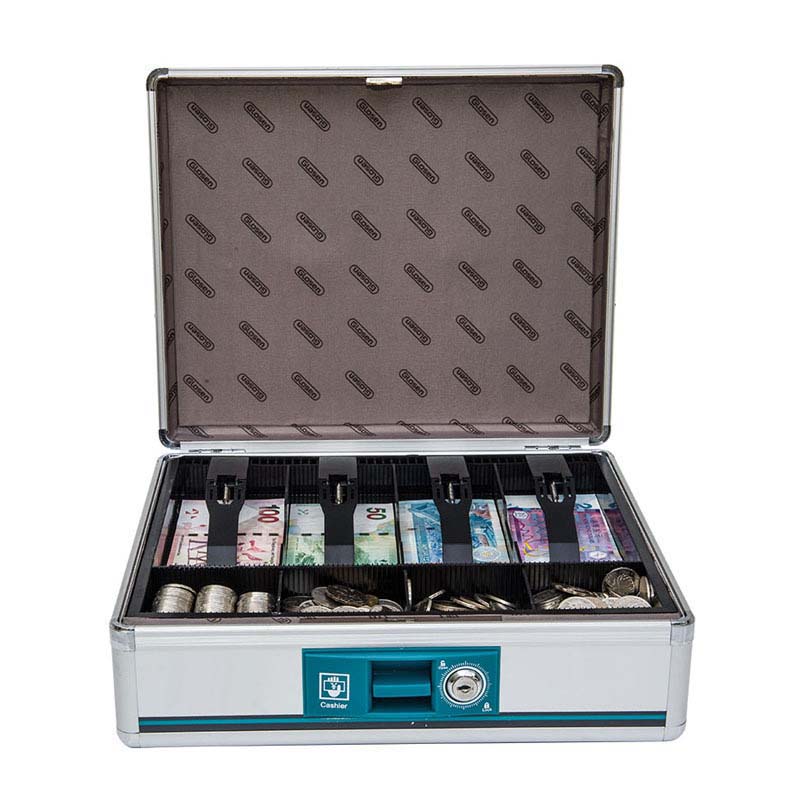 Safety Cash Case with Lock Portable Aluminum Supermarket Cashier Coin Box with Drawer