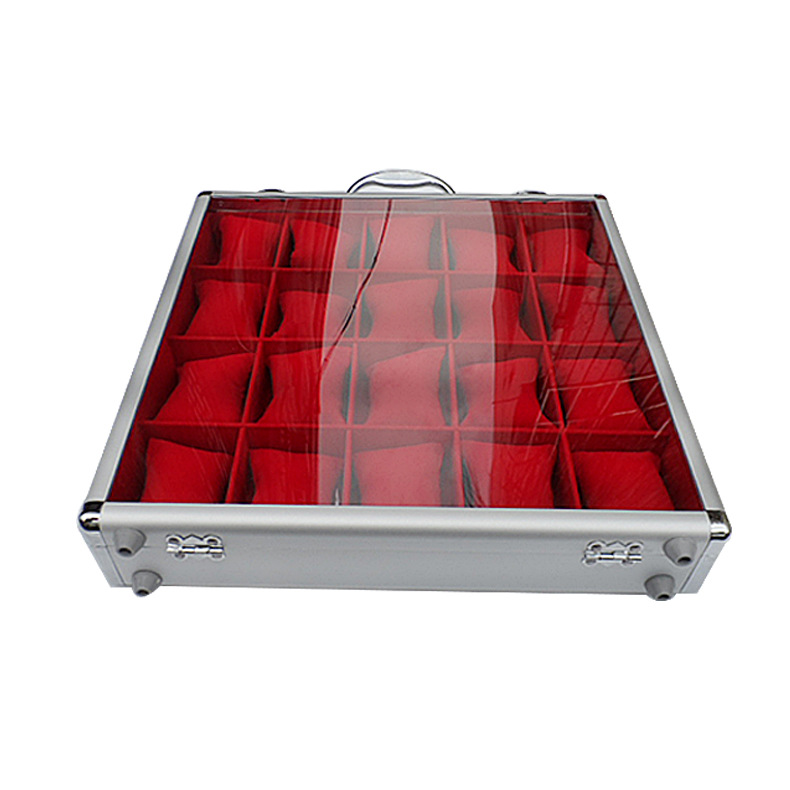 Customized Aluminum Watch Display Case Jewelry Showing Box Tool Case Clear PVC Suitcase for 20pcs Watches Suitcase  BA021