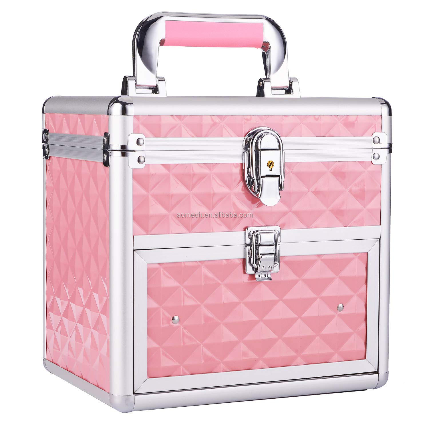 Nail Polish Organizer Travel Case Manicure Accessory Storage Makeup Box With Mirror Keys Portable Cosmetic Train Case Jewelry