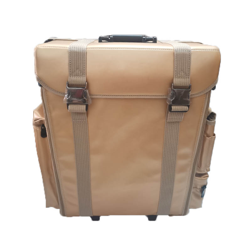Gold PU Makeup Trolley Bag Tool Case Traveling Kit with Wheels Pull Rod CB018