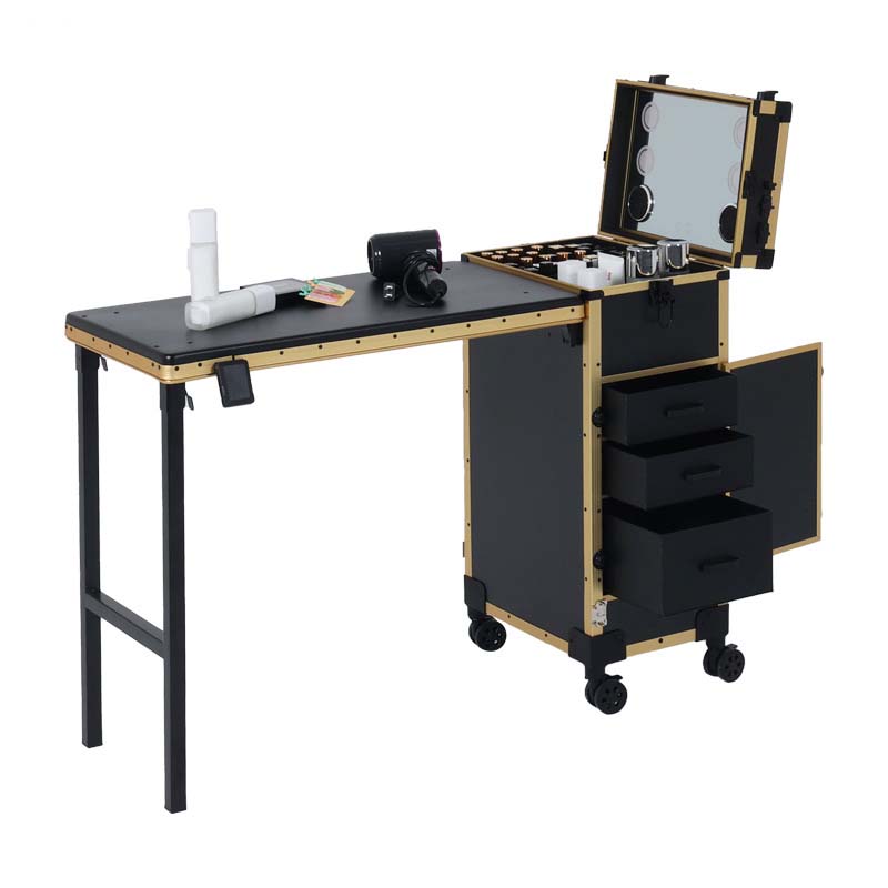 Portable Function Table Pull-out Makeup Trolley Case  Box Beauty Cosmetic Tattoo Professional Storage Box Nail Tool Box for Travel Star Team CB021 